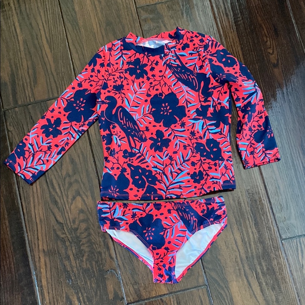 Lilly Pulitzer Swim Set - Navy and Coral Floral size 12